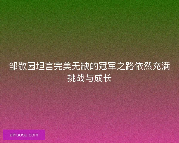 邹敬园坦言完美无缺的冠军之路依然充满挑战与成长