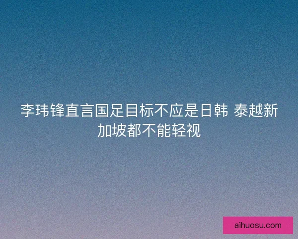 李玮锋直言国足目标不应是日韩 泰越新加坡都不能轻视 李玮锋直言国足目标不应是日韩 泰越新加坡都不能轻视